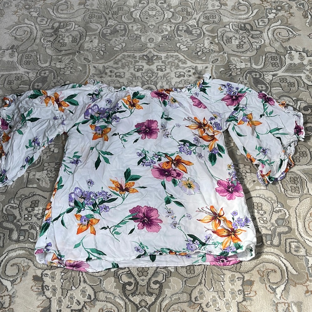 Floral Girls off the shoulder top with ruffle details